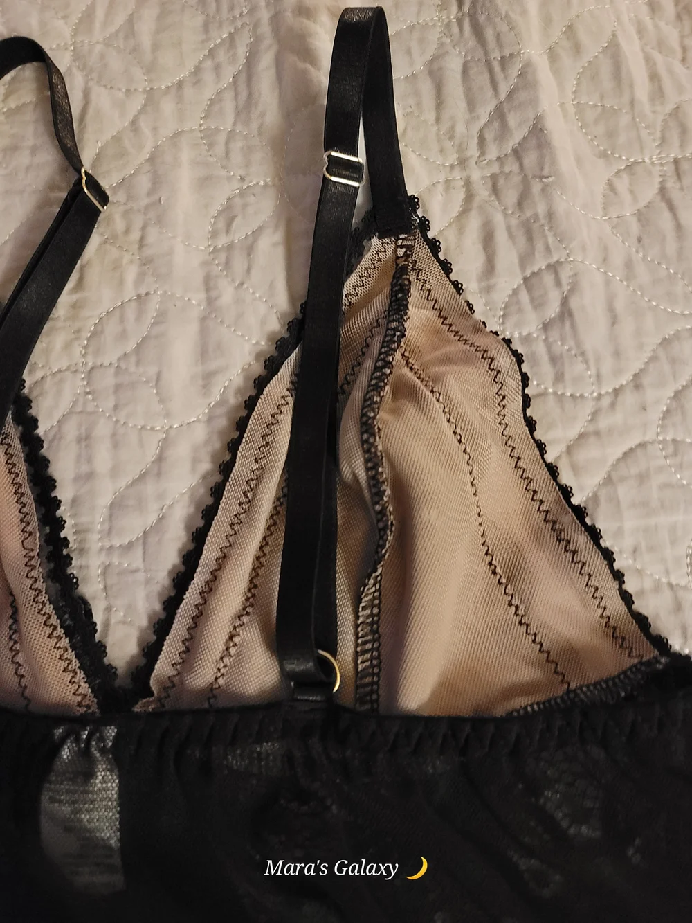 Daisy Fuentes Black Sheer Mesh Lace Trim Babydoll Lingerie - Size L